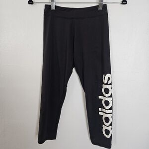 Adidas‎ Kids Girls Black Athletic Leggings Size M 10 12 Capris